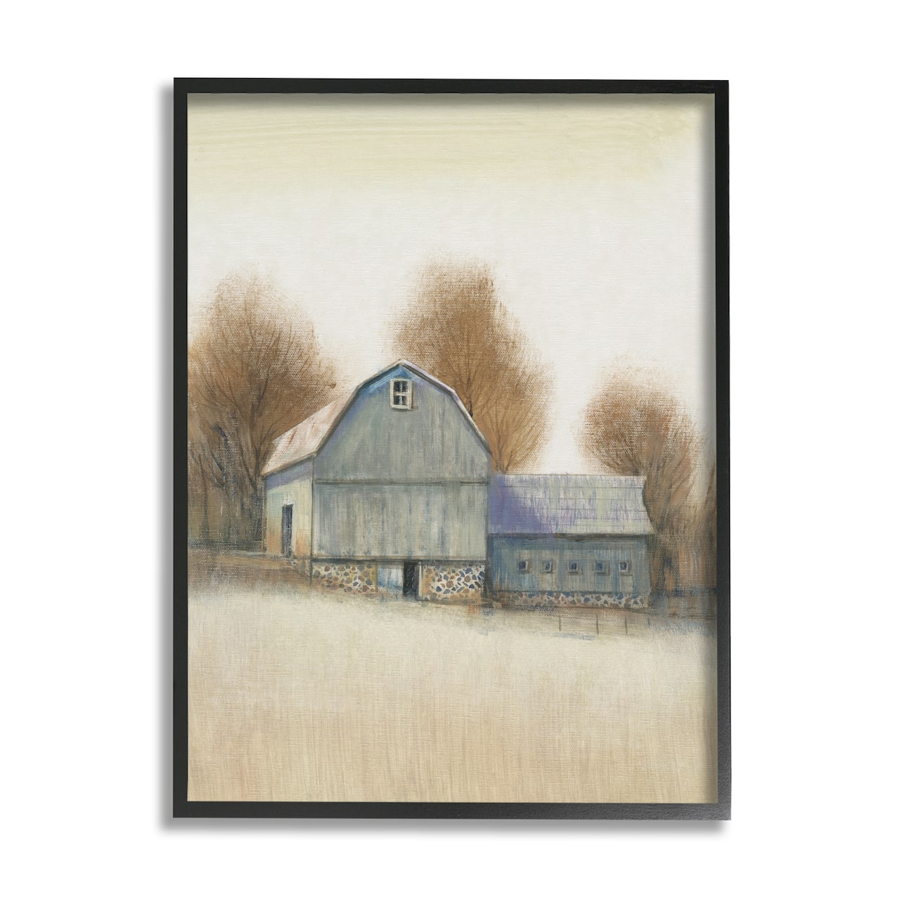 Stupell Industries Vintage Farm Barn Stable Neutral Autumn Tones in Black Frame Wall Art